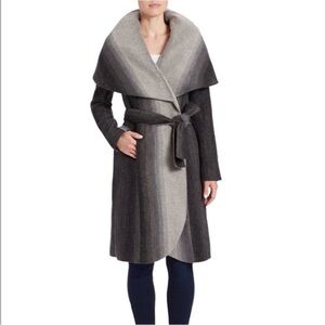 Zac Posen ALISHA Lunar Rock Gray Ombre Belted Wrap Coat jacket FREE SHIP ❤️❤️
